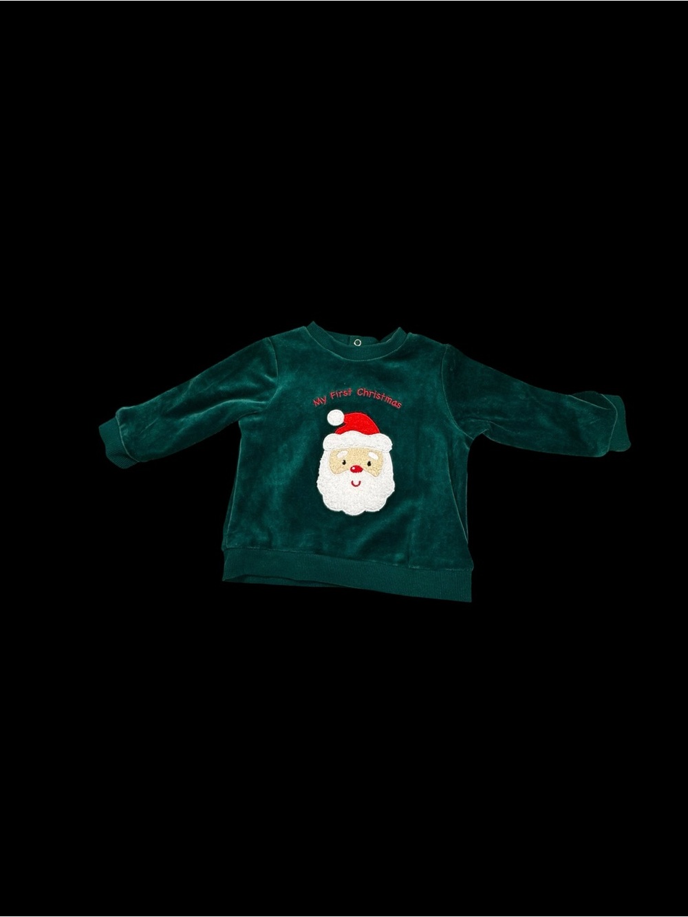 Little Me Dark Green 'My First Christmas' Santa Fleece Sweatshirt